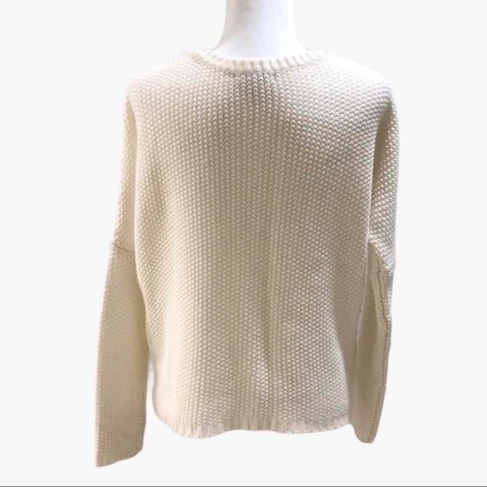 Jack by BB Dakota Open Knit V Neck Sweater Cream Size Medium - Picture 4 of 8